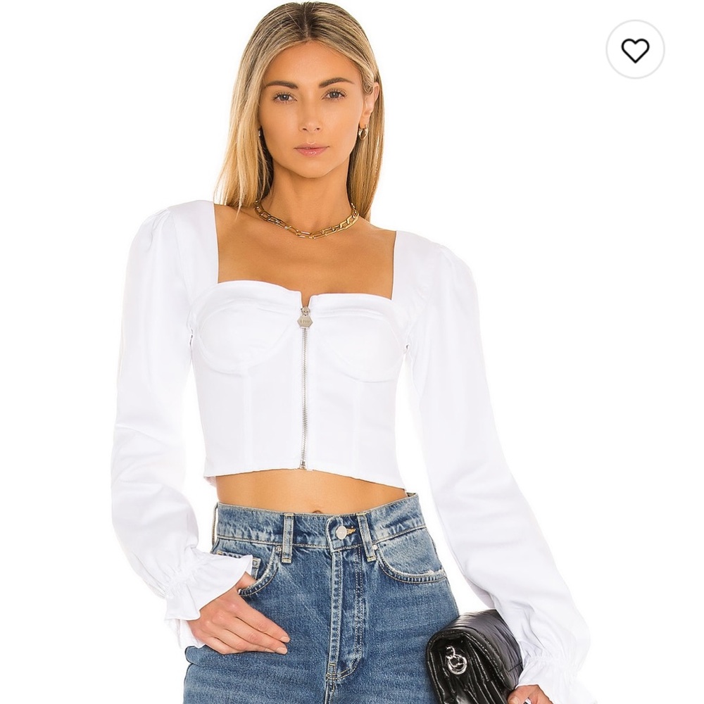 REVOLVE x OW Collection White Denim Bustier Long Sleeve